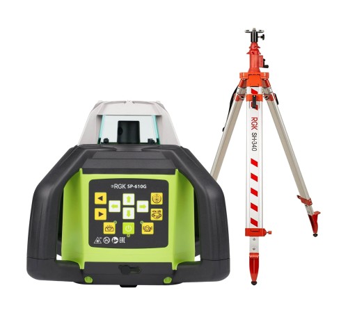 Комплект: ротационный нивелир RGK SP-610G + элевационный штатив RGK SH-340